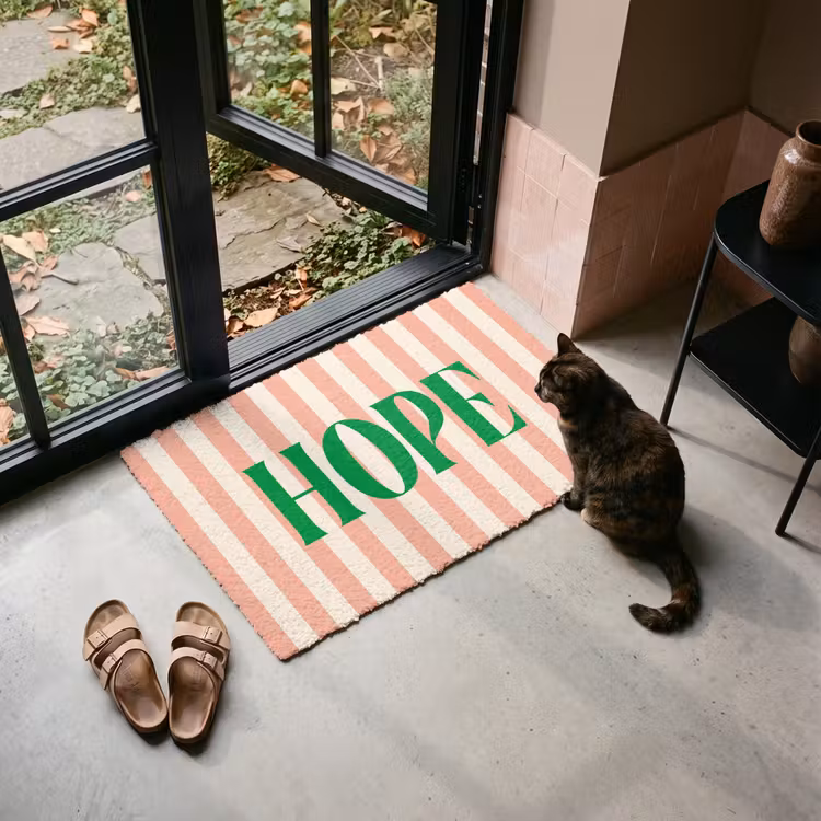 Deurmat - Zachtroze - Groen - Strepen - Hope — 2