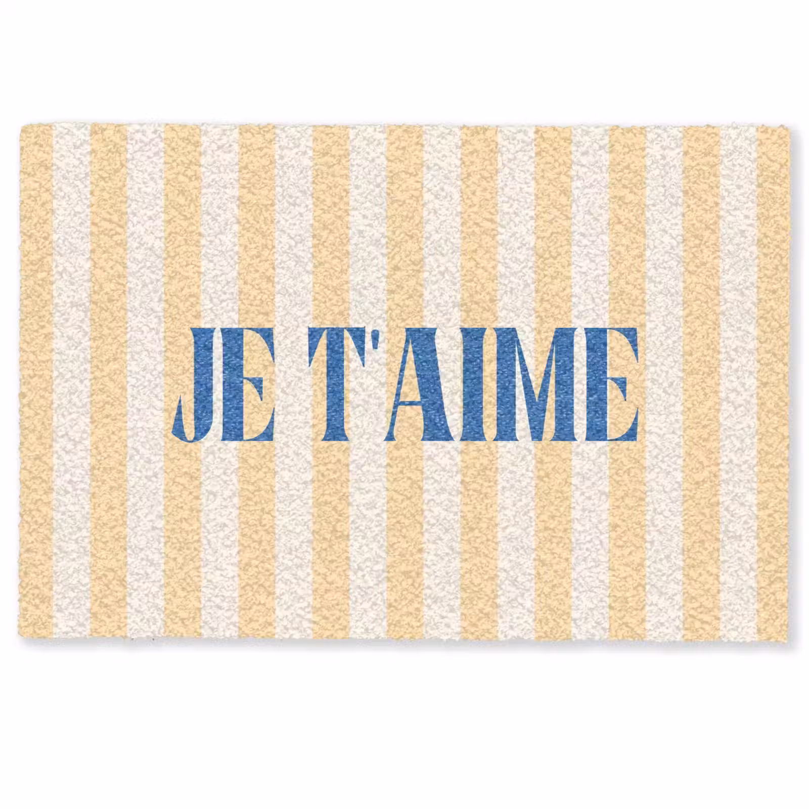 Deurmat - Blauw - Geel - Strepen - Je t'aime — 1