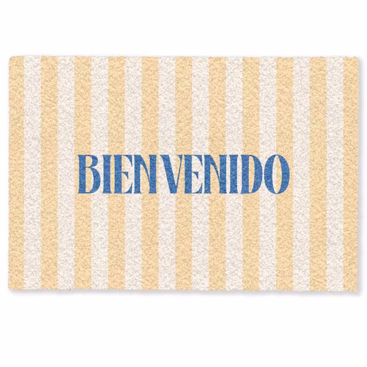 Deurmat - Blauw - Geel - Strepen - Bienvenido — 1