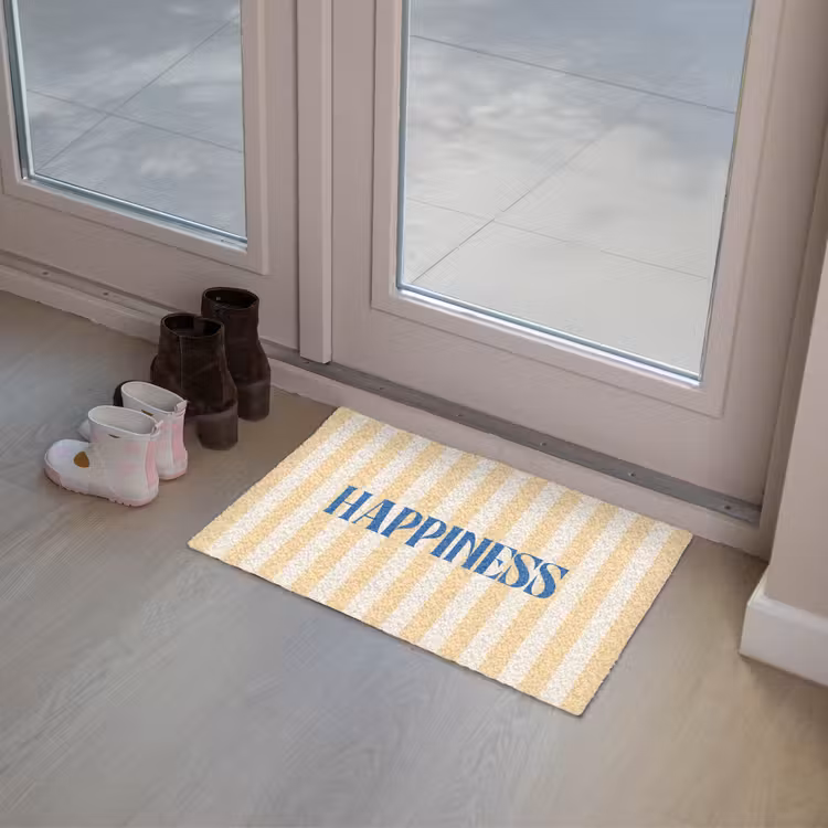 Deurmat - Blauw - Geel - Strepen - Happiness — 8
