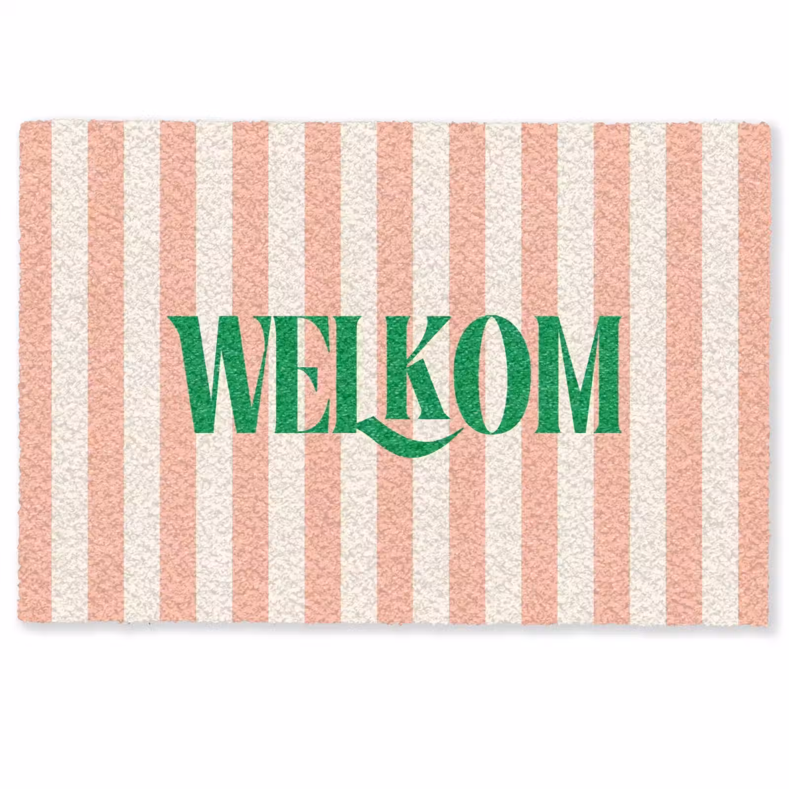 Deurmat - Zachtroze - Groen - Strepen - Welkom — 1