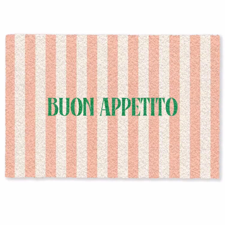 Deurmat - Zachtroze - Groen - Strepen - Buon Appetito — 1