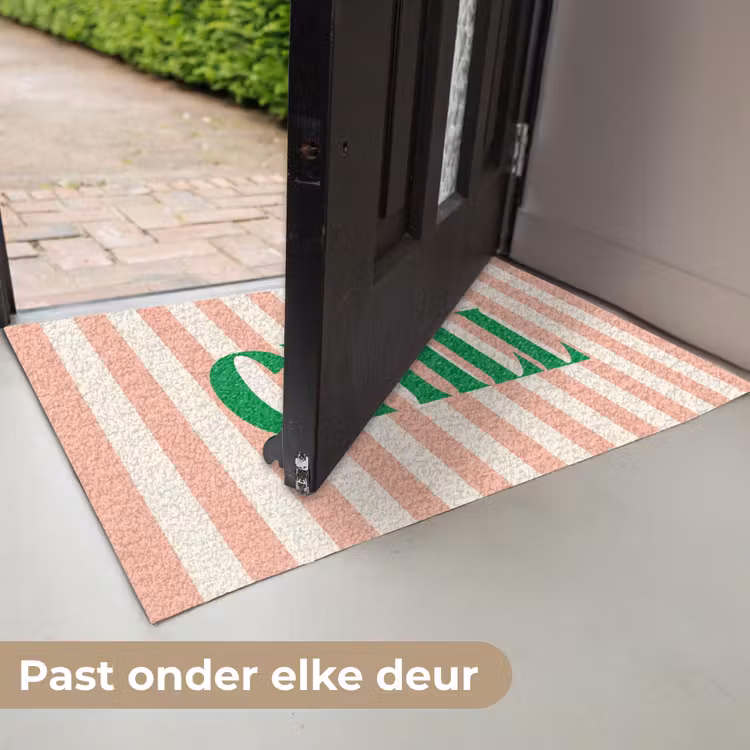 Deurmat - Zachtroze - Groen - Strepen - Chill — 7