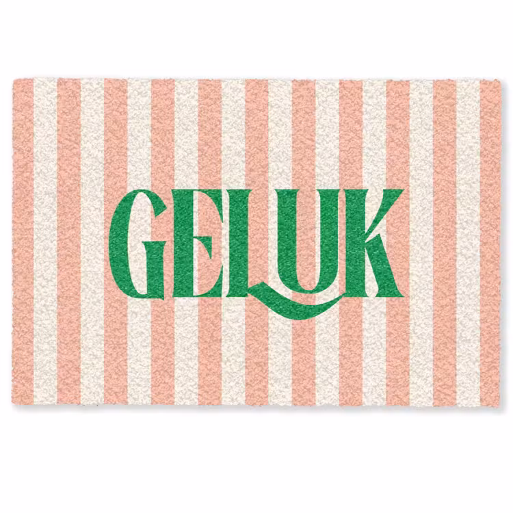 Deurmat - Zachtroze - Groen - Strepen - Geluk — 1