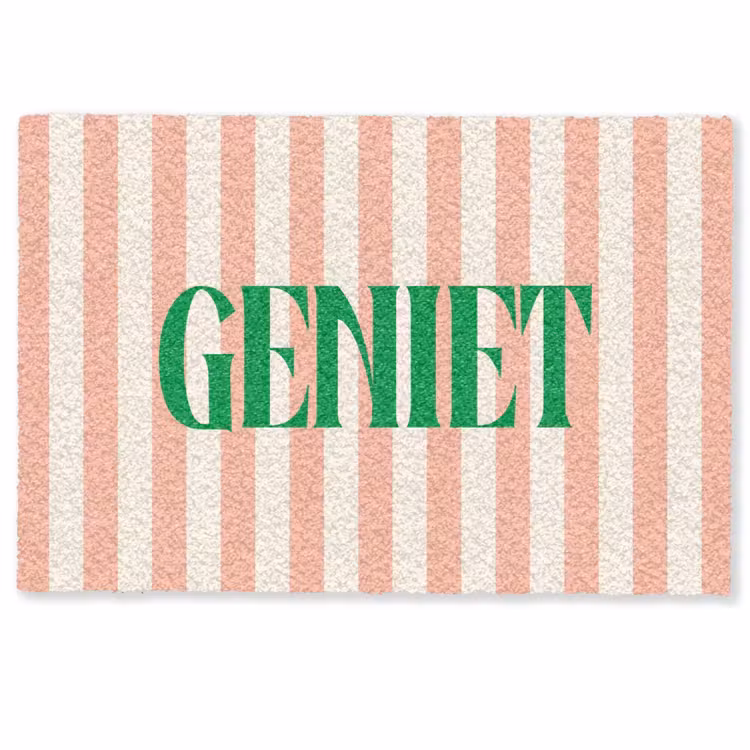 Deurmat - Zachtroze - Groen - Strepen - Geniet — 1