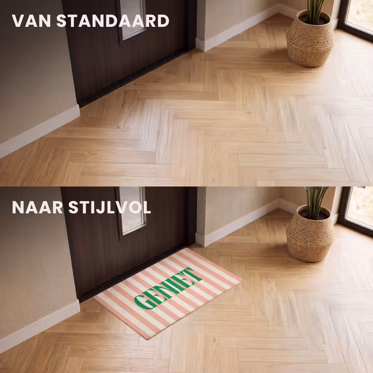 Deurmat - Zachtroze - Groen - Strepen - Geniet — 3
