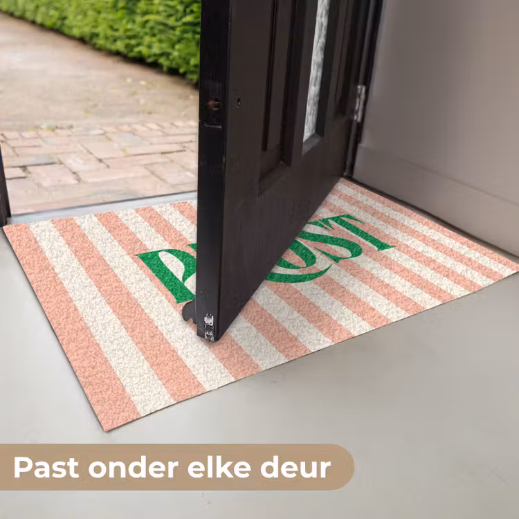 Deurmat - Zachtroze - Groen - Strepen - Prost — 7