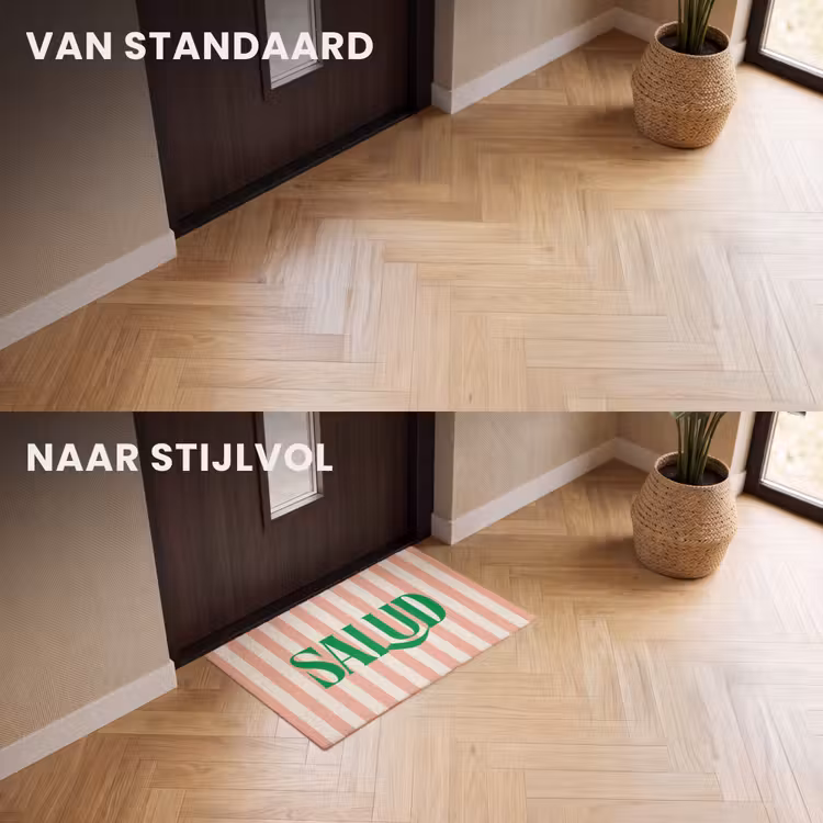 Deurmat - Zachtroze - Groen - Strepen - Salud — 3