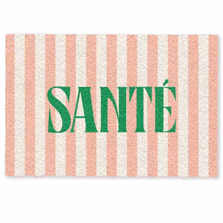Deurmat - Zachtroze - Groen - Strepen - Santé — 1