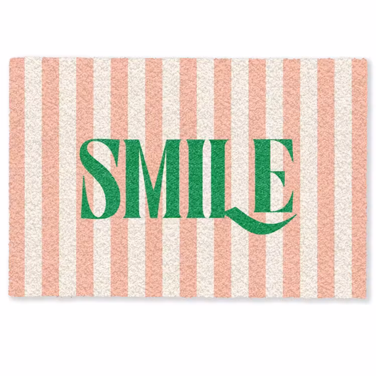 Deurmat - Zachtroze - Groen - Strepen - Smile — 1