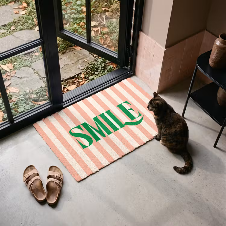 Deurmat - Zachtroze - Groen - Strepen - Smile — 2