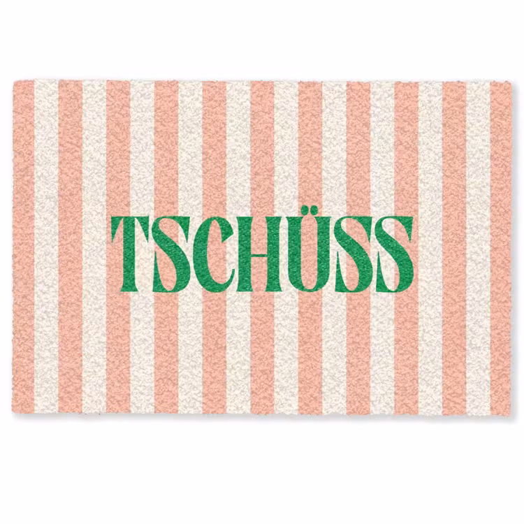Deurmat - Zachtroze - Groen - Strepen - Tschüss — 1
