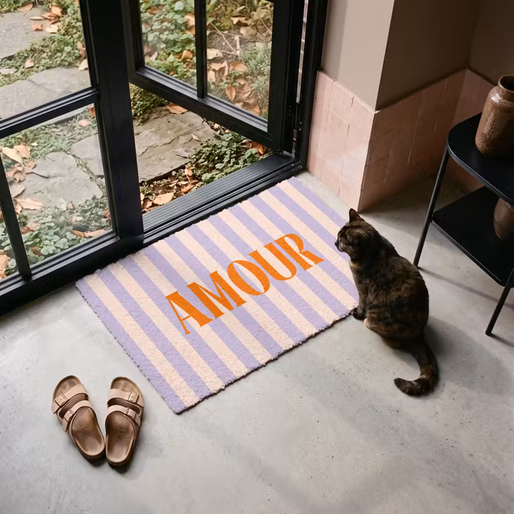Deurmat - Lila - Oranje - Strepen - Amour — 2
