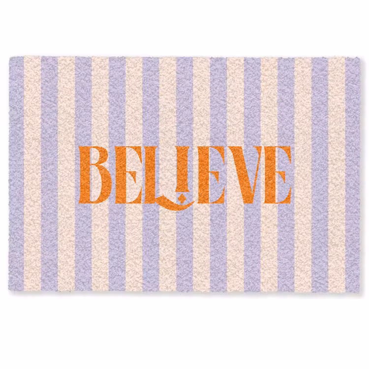 Deurmat - Lila - Oranje - Strepen - Believe — 1
