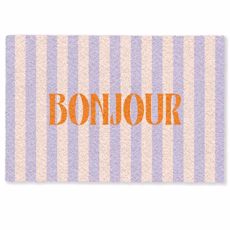 Deurmat - Lila - Oranje - Strepen - Bonjour — 1