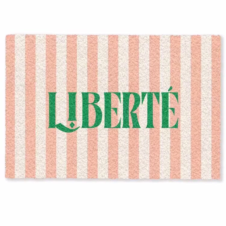 Deurmat - Zachtroze - Groen - Strepen - Liberté — 1