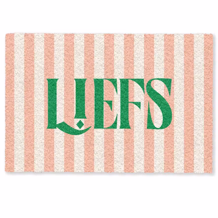 Deurmat - Zachtroze - Groen - Strepen - Liefs — 1