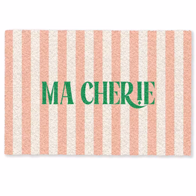 Deurmat - Zachtroze - Groen - Strepen - Ma Cherie — 1