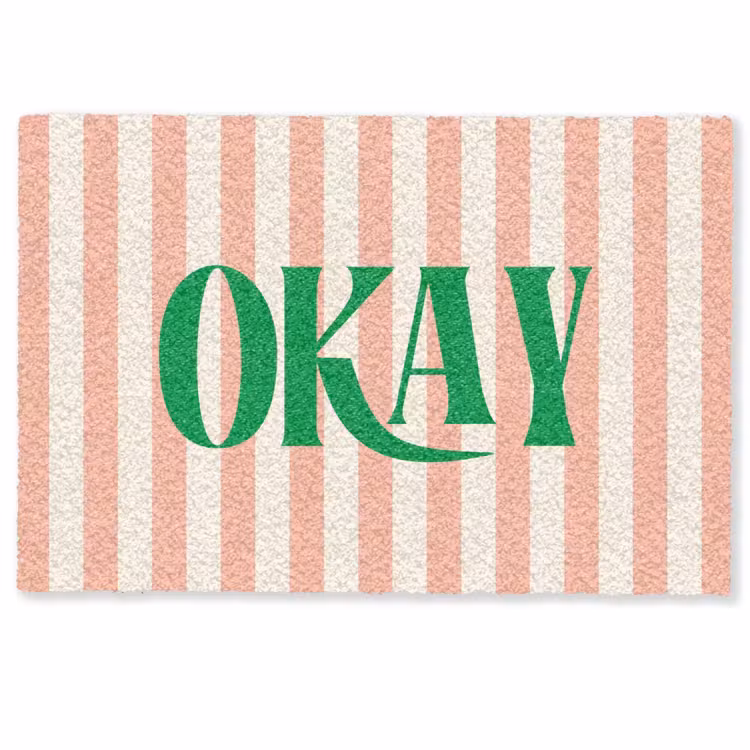 Deurmat - Zachtroze - Groen - Strepen - Okay — 1