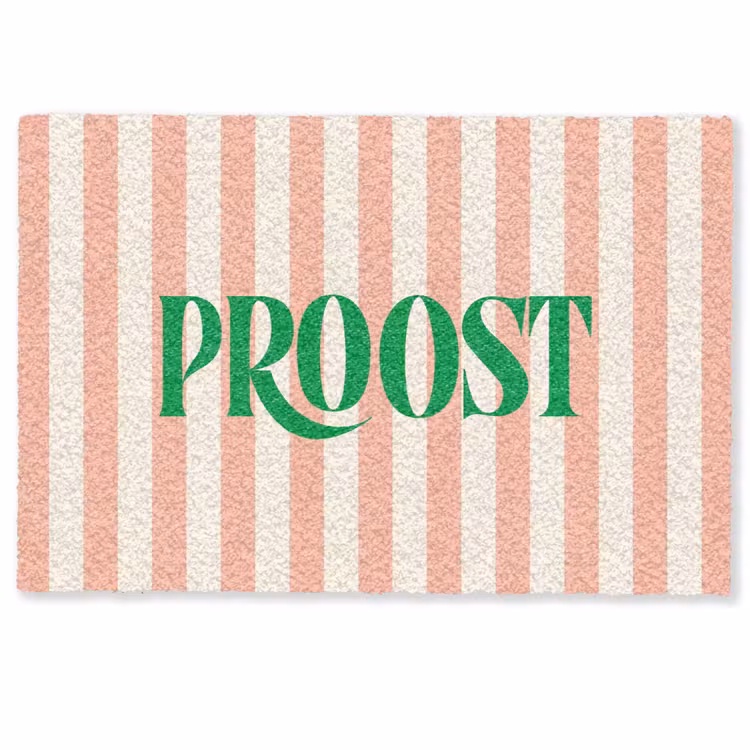 Deurmat - Zachtroze - Groen - Strepen - Proost — 1