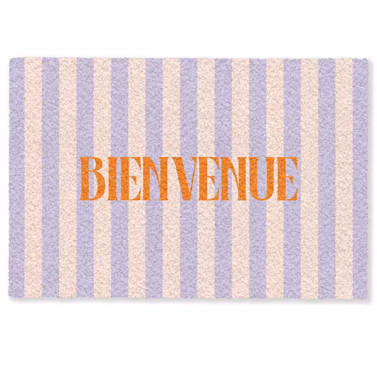 Deurmat - Lila - Oranje - Strepen - Bienvenue — 1