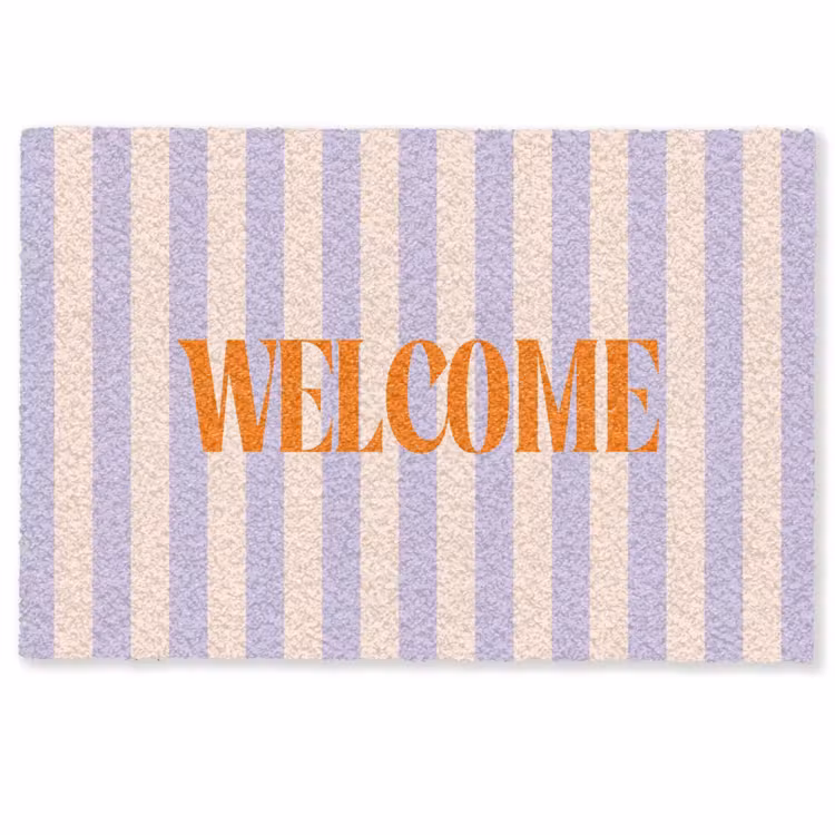 Deurmat - Lila - Oranje - Strepen - Welcome — 1