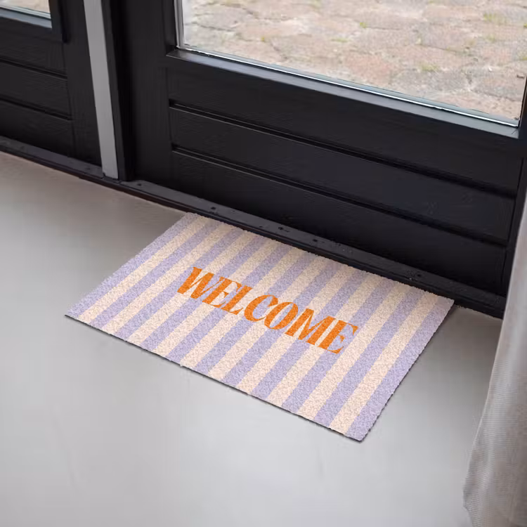 Deurmat - Lila - Oranje - Strepen - Welcome — 2