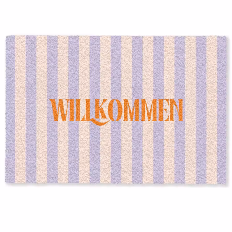 Deurmat - Lila - Oranje - Strepen - Wilkommen — 1