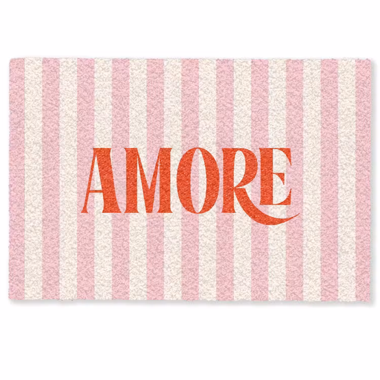 Deurmat - Zachtroze - Rood - Strepen - Amore — 1