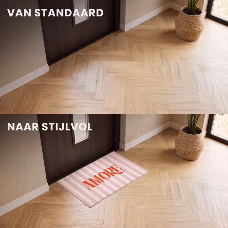 Deurmat - Zachtroze - Rood - Strepen - Amore — 3