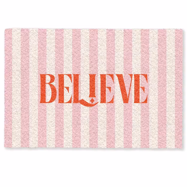 Deurmat - Zachtroze - Rood - Strepen - Believe — 1