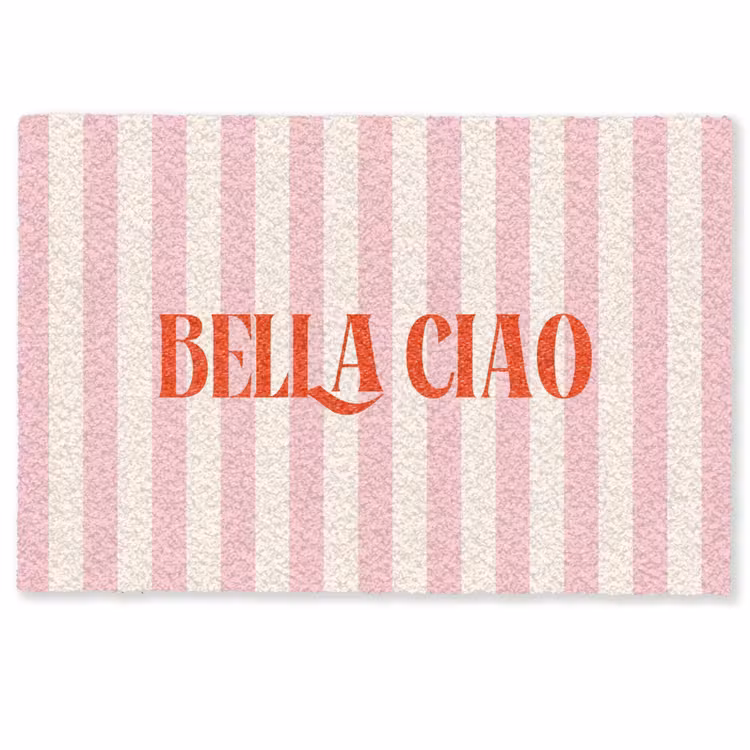 Deurmat - Zachtroze - Rood - Strepen - Bella Ciao — 1