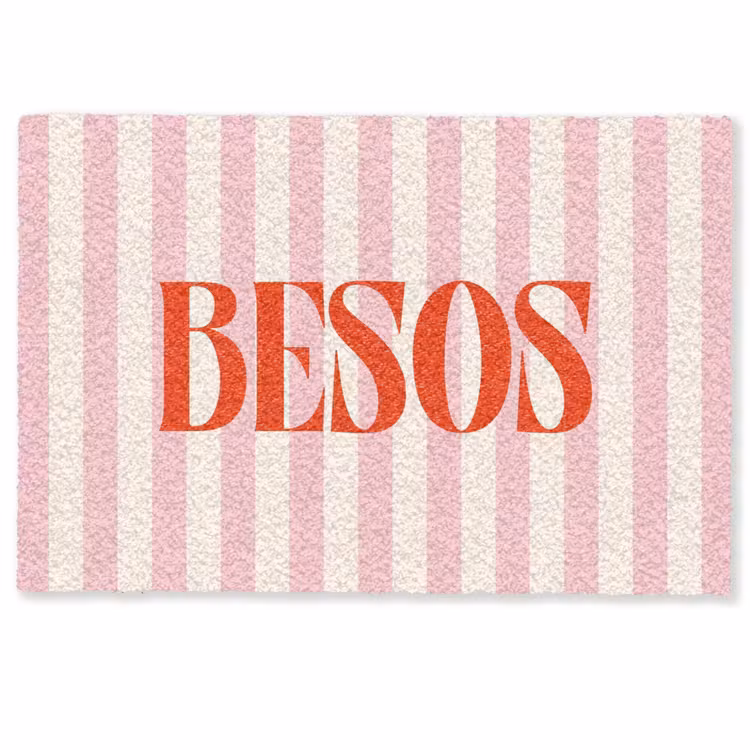 Deurmat - Zachtroze - Rood - Strepen - Besos — 1