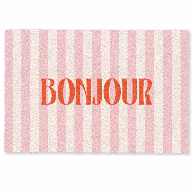 Deurmat - Zachtroze - Rood - Strepen - Bonjour — 1