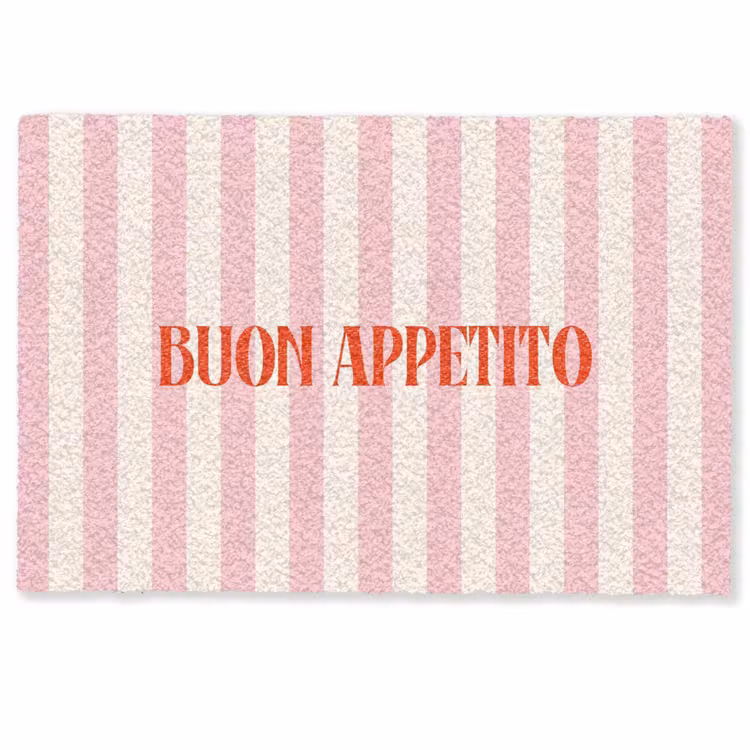 Deurmat - Zachtroze - Rood - Strepen - Buon Appetito — 1