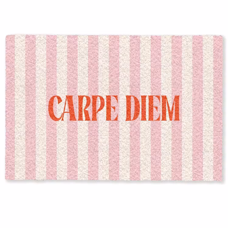 Deurmat - Zachtroze - Rood - Strepen - Carpe Diem — 1