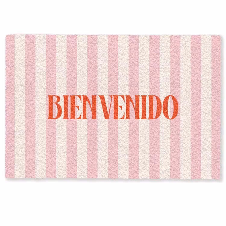 Deurmat - Zachtroze - Rood - Strepen - Bienvenido — 1