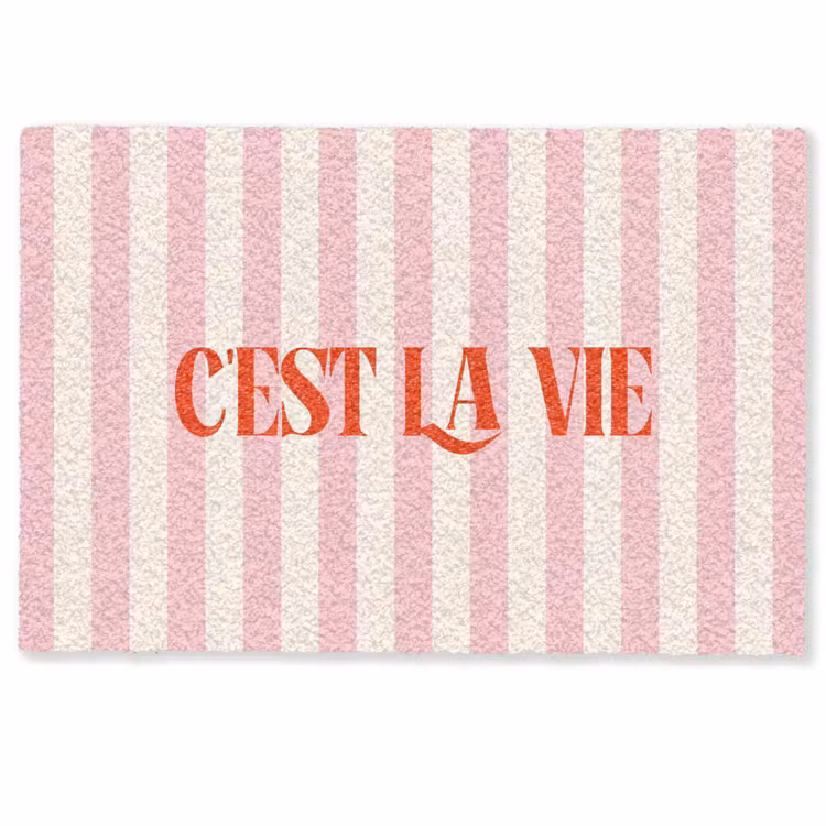 Deurmat - Zachtroze - Rood - Strepen - C'est La Vie — 1