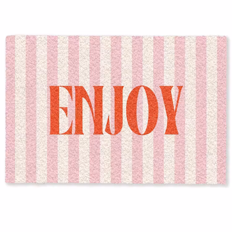 Deurmat - Zachtroze - Rood - Strepen - Enjoy — 1