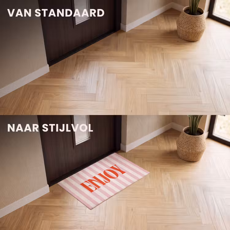 Deurmat - Zachtroze - Rood - Strepen - Enjoy — 3