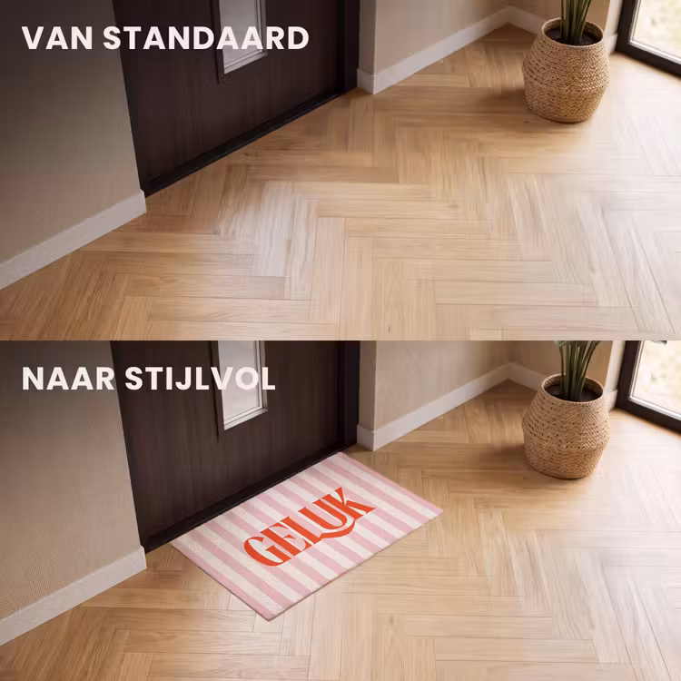 Deurmat - Zachtroze - Rood - Strepen - Geluk — 3