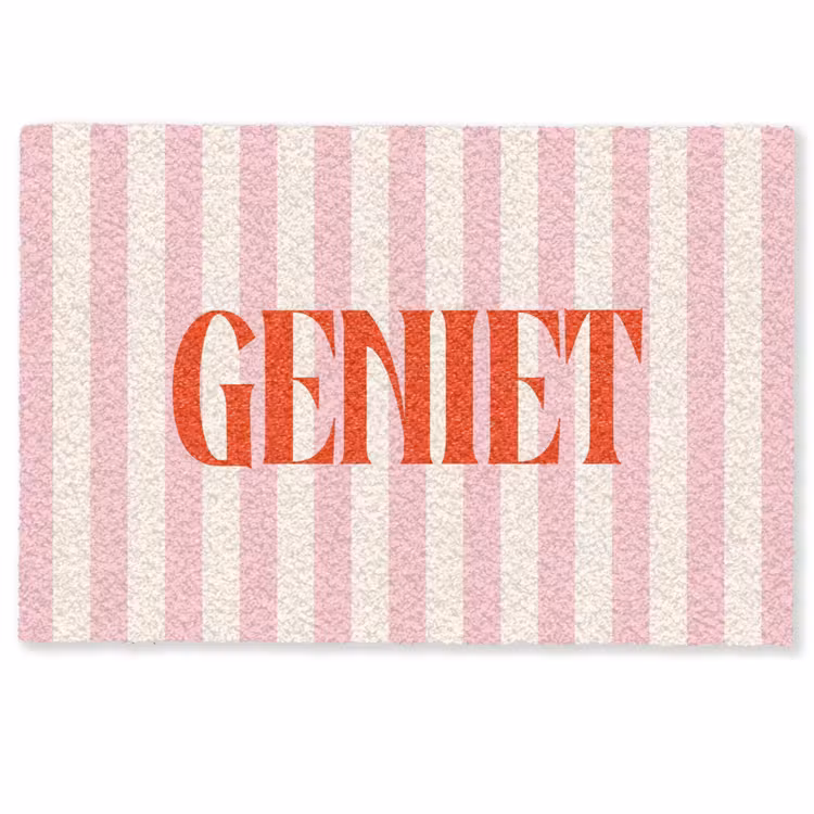 Deurmat - Zachtroze - Rood - Strepen - Geniet — 1