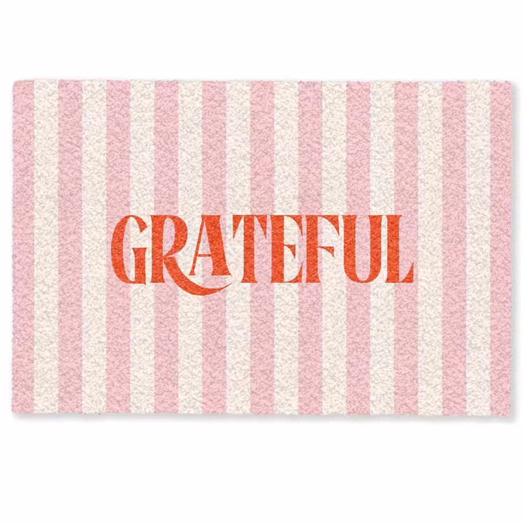 Deurmat - Zachtroze - Rood - Strepen - Grateful — 1