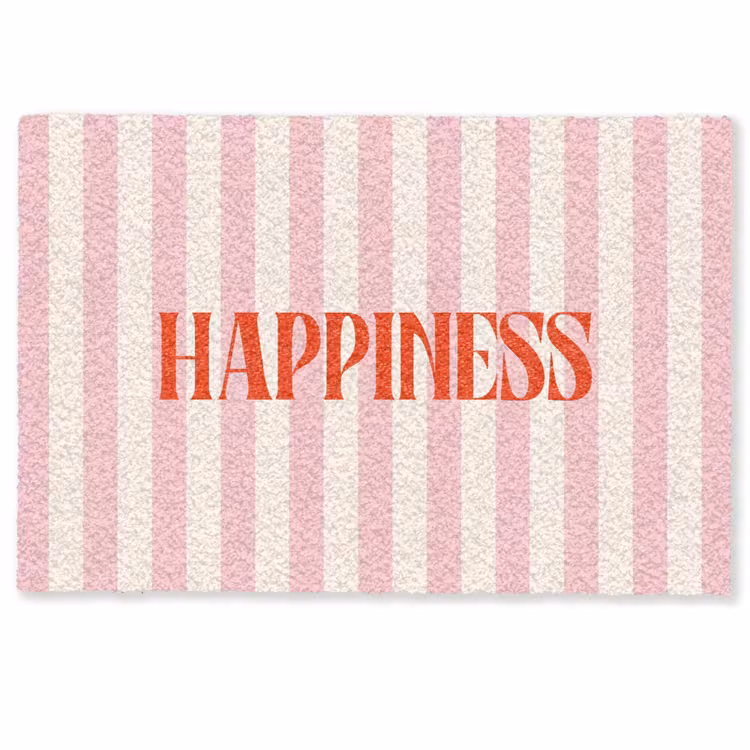 Deurmat - Zachtroze - Rood - Strepen - Happiness — 1
