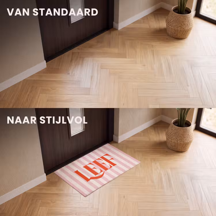 Deurmat - Zachtroze - Rood - Strepen - Leef — 3