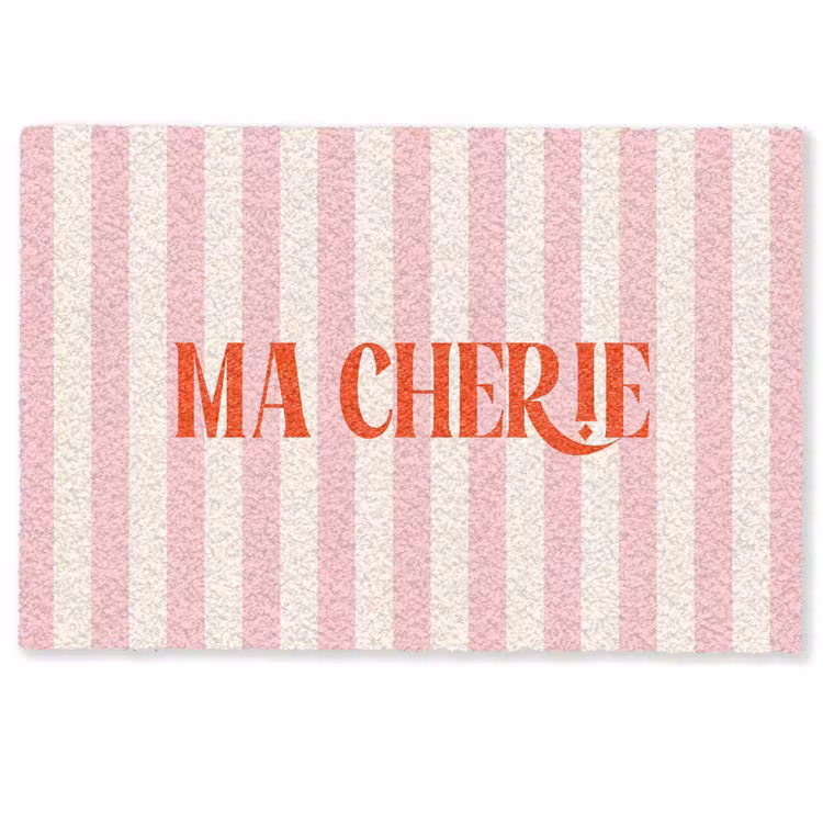 Deurmat - Zachtroze - Rood - Strepen - Ma Cherie — 1