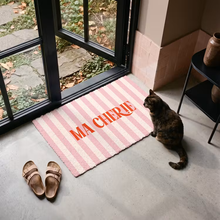 Deurmat - Zachtroze - Rood - Strepen - Ma Cherie — 2
