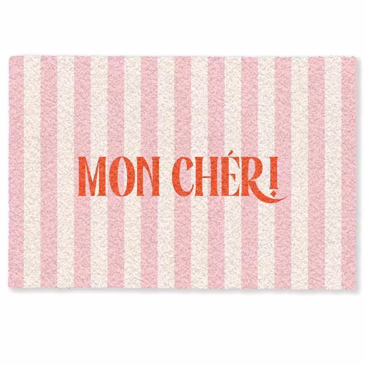 Deurmat - Zachtroze - Rood - Strepen - Mon Chéri — 1