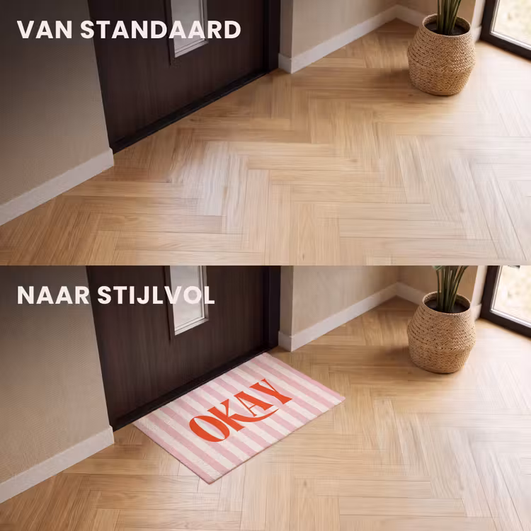 Deurmat - Zachtroze - Rood - Strepen - Okay — 3