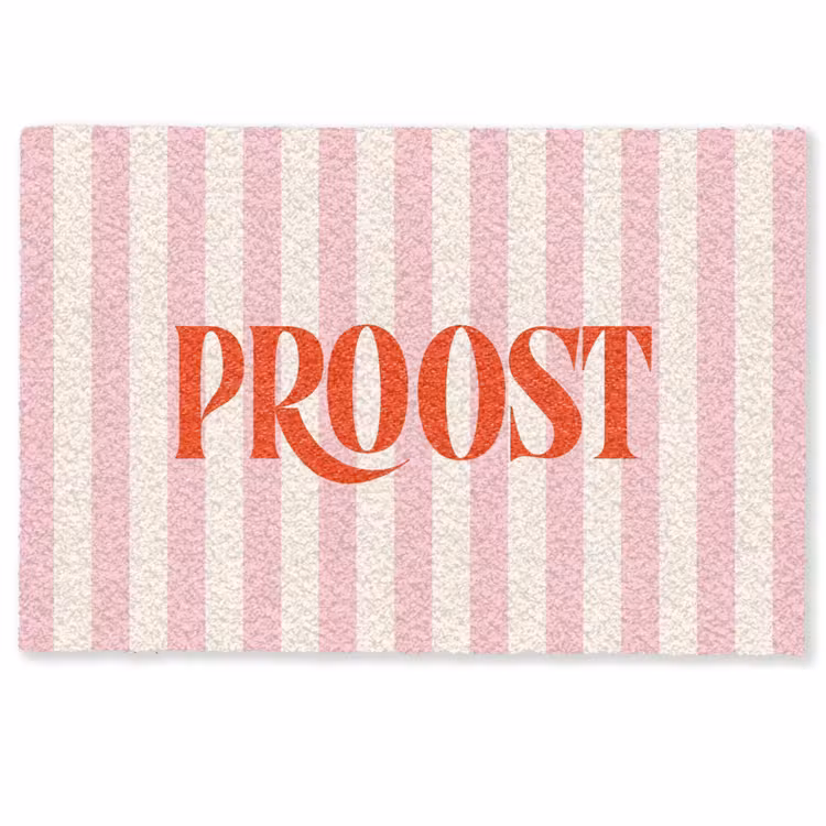 Deurmat - Zachtroze - Rood - Strepen - Proost — 1